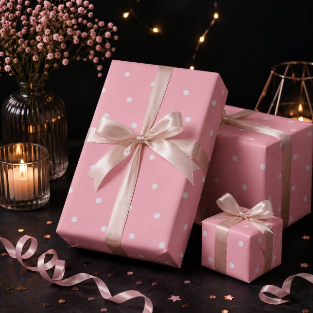 Papier Cadeau Points de pois rose clair  (Créateur téléchargé)