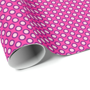 Papier Cadeau Points de polka encerclés, magenta, rose et violet