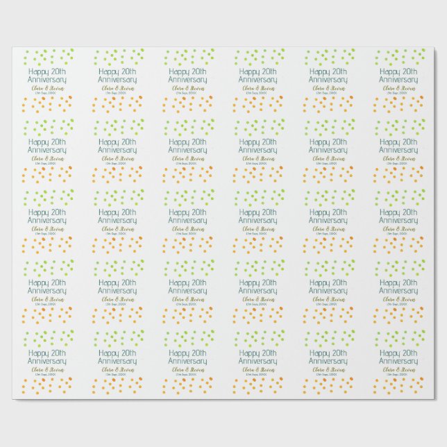 Papier Cadeau Points dorés scintillent joyeux 20e anniversaire d (Plat)