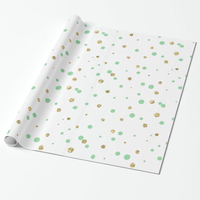 Papier Cadeau Points en bon état de confettis d'or (Déroulé)
