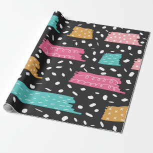 Papier Cadeau Points et bandes géométriques Abstraits
