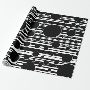 Papier Cadeau Points et rayures noirs et blancs