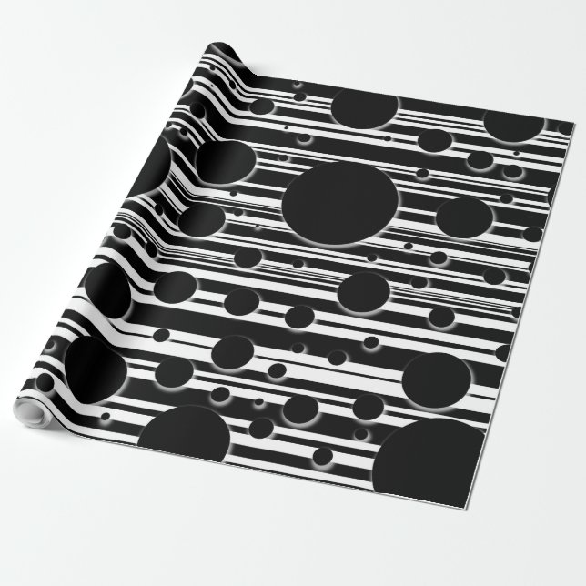 Papier Cadeau Points et rayures noirs et blancs (Déroulé)