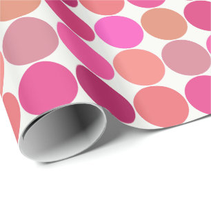 Papier Cadeau Points géants du milieu du siècle, Fuchsia rose et