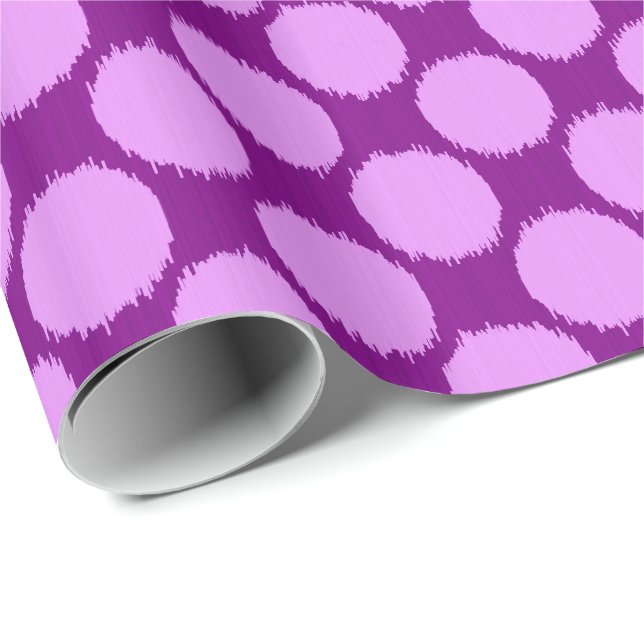Papier Cadeau Points Ikat géants, orchidée et améthyste violet (Coin rond)