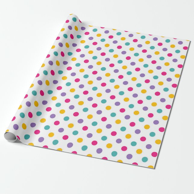 Papier Cadeau Points ludiques sur fond blanc (Déroulé)