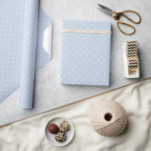 Papier Cadeau Points minuscules de début d'automne   Bleu poussi