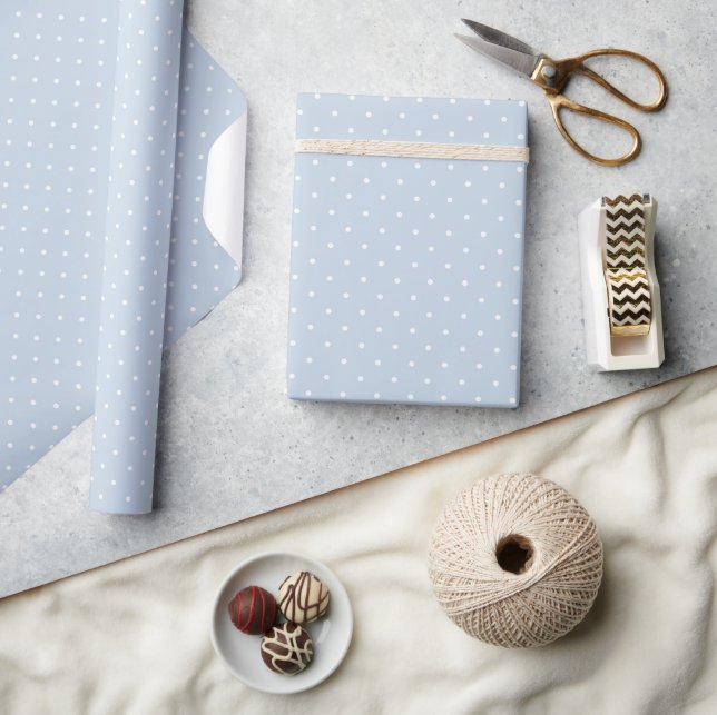 Papier Cadeau Points minuscules de début d'automne | Bleu poussi (Artisanat)