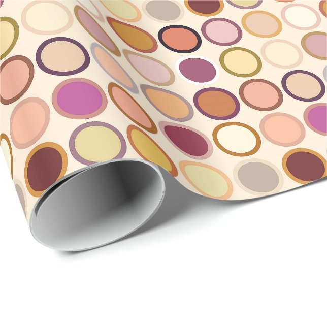 Papier Cadeau Points modernes du milieu du siècle - beige & neut (Coin rond)