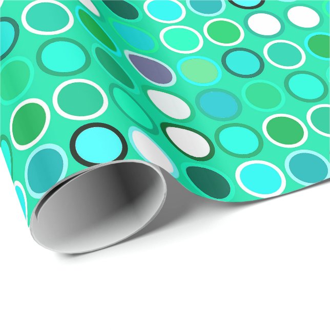 Papier Cadeau Points modernes du milieu du siècle - tons aqua (Coin rond)