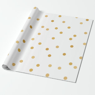 Papier Cadeau Points modernes élégants de confettis d'or blanc