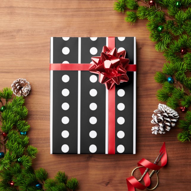 Papier Cadeau Points noirs blancs Rayures  (Cadeau de vacances)
