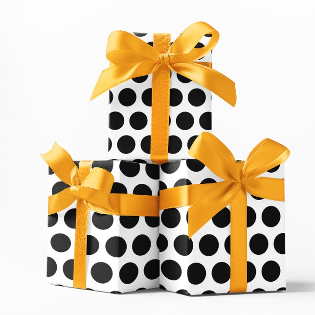 Papier Cadeau Points noirs et blancs (White and Black Polka Dots Wrapping Paper)