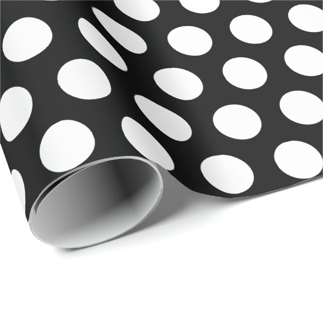 Papier Cadeau Points noirs et blancs (Coin rond)