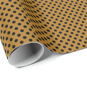 Papier Cadeau Points noirs sur fond or mat