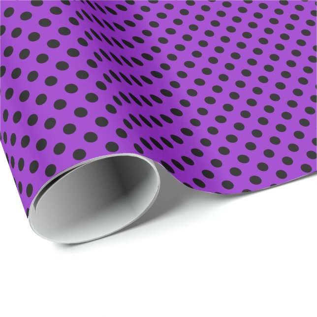 Papier Cadeau Points noirs sur fond violet (Coin rond)