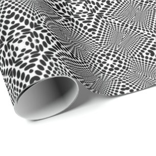 Papier Cadeau Points Op Art Madhi noir et blanc