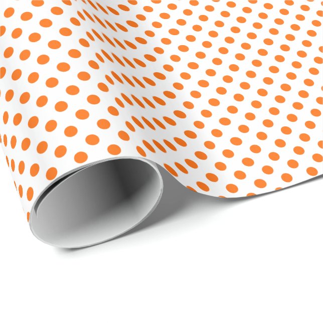 Papier Cadeau Points orange sur fond blanc (Coin rond)