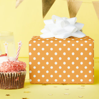 Papier Cadeau Points oranges et blancs