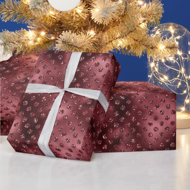 Papier Cadeau Points Parties scintillant rouges (Vacances)