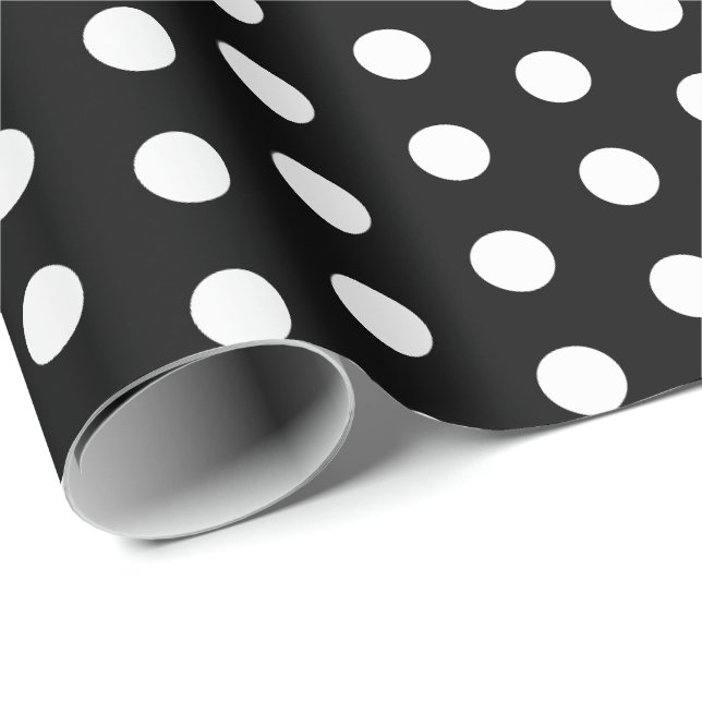 Papier Cadeau Points Polka Perky Noir Blanc (Coin rond)