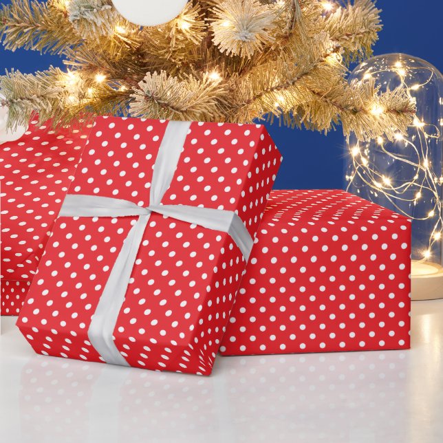 Papier Cadeau Points rouges et blancs (Vacances)