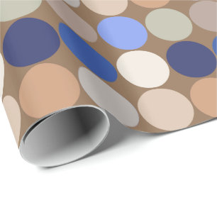 Papier Cadeau Points, Taupe, beige et bleu géants de la moitié