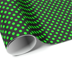 Papier Cadeau Points Vert Citron sur Fond Noir