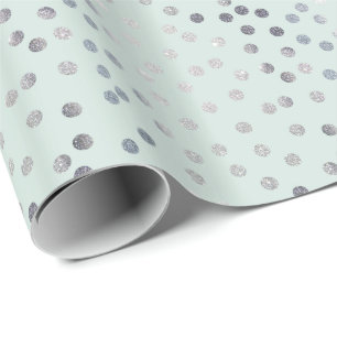 Papier Cadeau Points Ville Pale Mint Green et Silver Parties sci