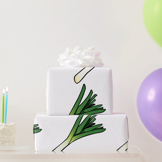 Papier Cadeau Poireau vert simple légume (Créateur téléchargé)