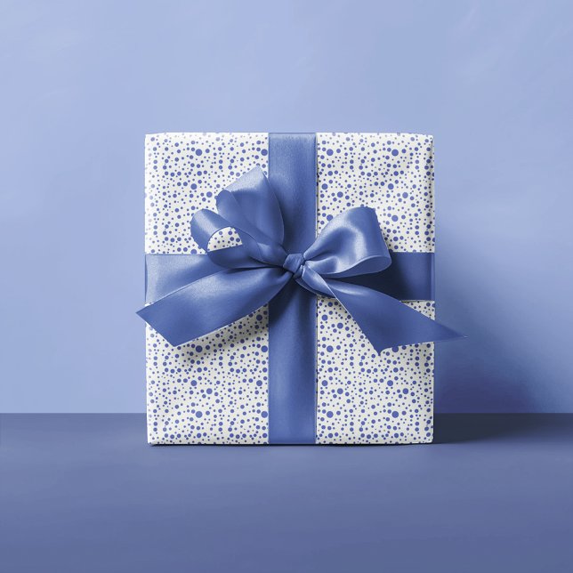 Papier Cadeau Pois aléatoires bleus violet sur blanc (Créateur téléchargé)
