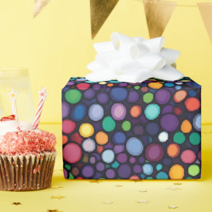 Papier Cadeau Pois Arc-en-ciel foncé