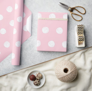 Papier Cadeau Pois blancs et arrière - plan rose Saint Valentin
