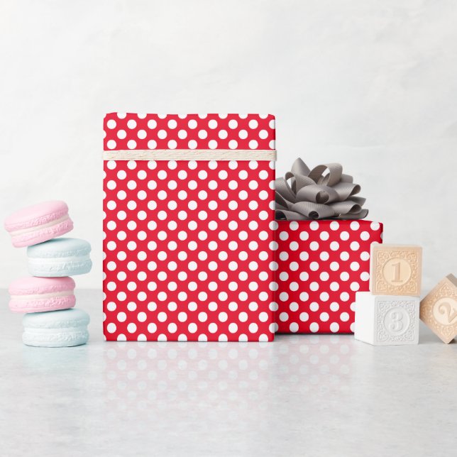 Papier Cadeau Pois blancs et rouges (Baby Shower)
