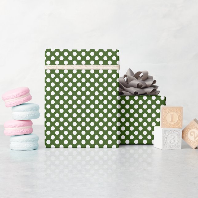 Papier Cadeau Pois blancs et verts (Baby Shower)
