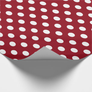 Papier Cadeau Pois blancs sur Crimson Red