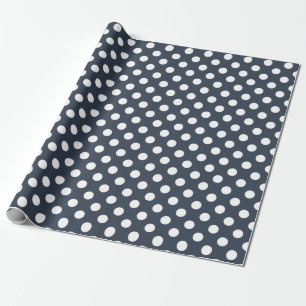 Papier Cadeau Pois blancs sur gris bleu