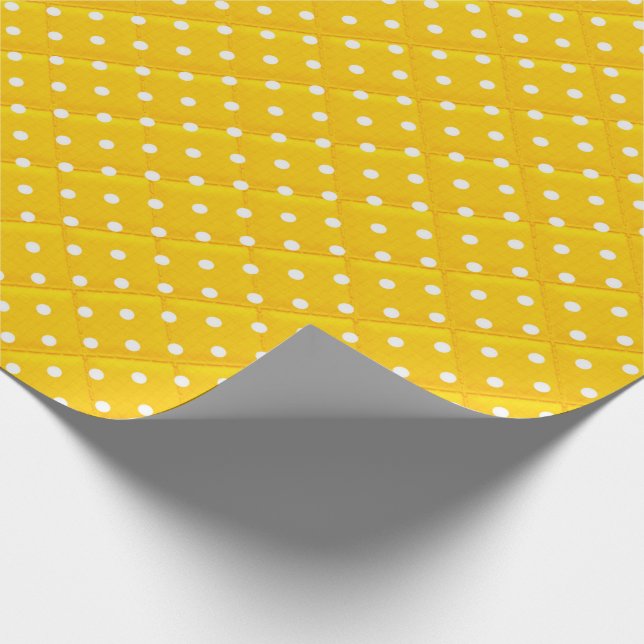 Papier Cadeau pois blancs sur jaune (Coin)