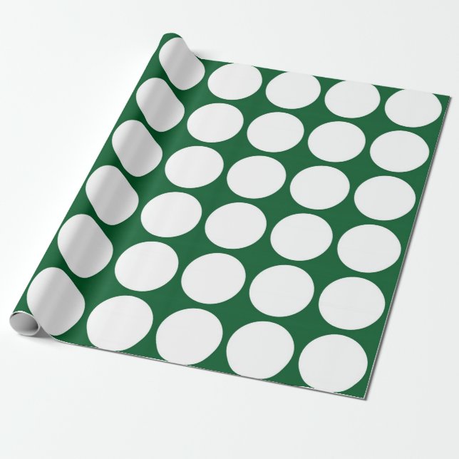 Papier Cadeau Pois blancs sur vert (Déroulé)