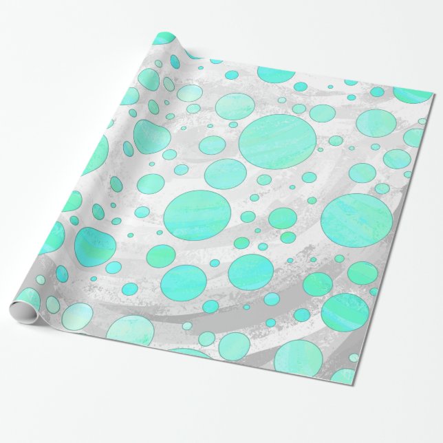 Papier Cadeau Pois bleu Mint Ice Aqua (Déroulé)