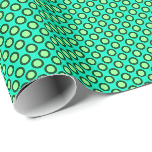 Papier Cadeau Pois cerclés, paon et vert clair