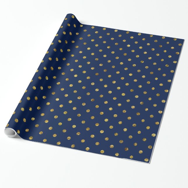 Papier Cadeau Pois chic Gold et Blue Glam (Déroulé)