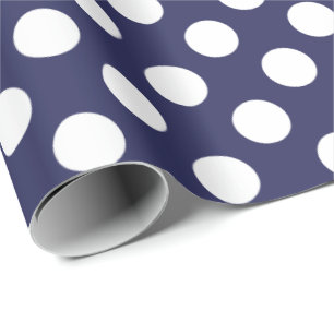 Papier Cadeau Pois de bleu marine et de blanc