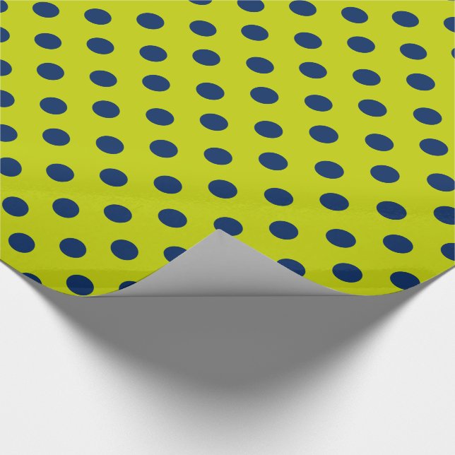 Papier Cadeau Pois de bleu marine sur le vert de chaux (Coin)