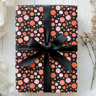 Papier Cadeau Pois d'Halloween en rose, orange et noir
