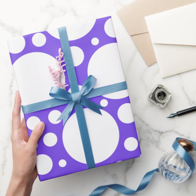 Papier Cadeau Pois en violet et blanc (Cadeaux)