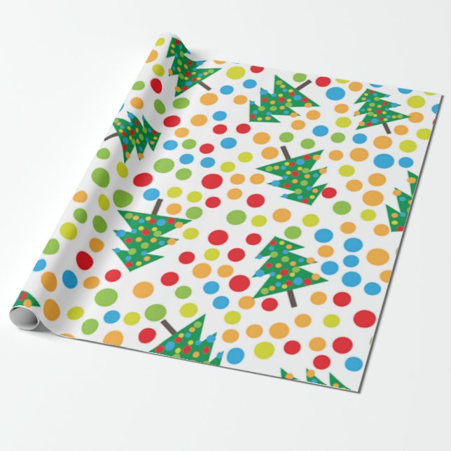 Papier Cadeau Pois et sapin de Noël (Déroulé)