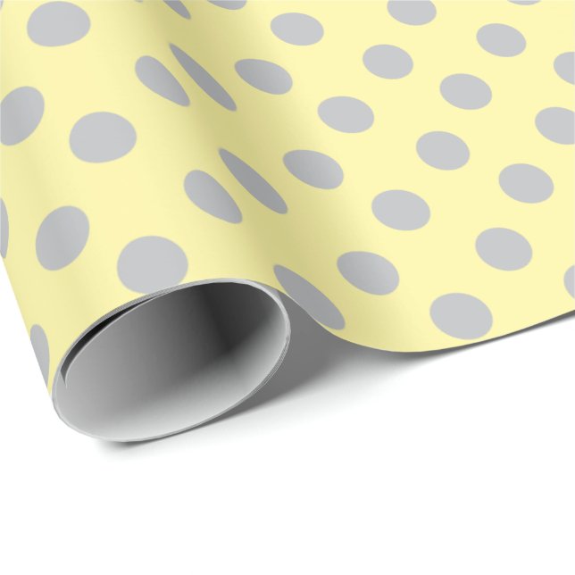 Papier Cadeau Pois jaune-clair et gris (Coin rond)