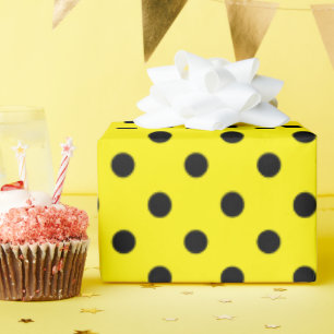 Papier Cadeau Pois jaune et noir motif Anniversaire