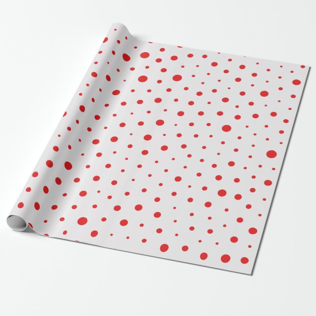 Papier Cadeau Pois moderne élégant - personnaliser Rouge BG (Déroulé)